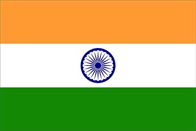The national flag of India adopted in 1947, with the navy blue Ashoka Chakra