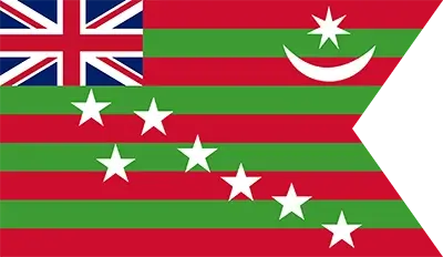The 1917 Home Rule League flag with a Union Jack canton, red and green stripes, and white stars